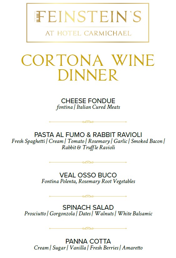 Cortona dinner menu