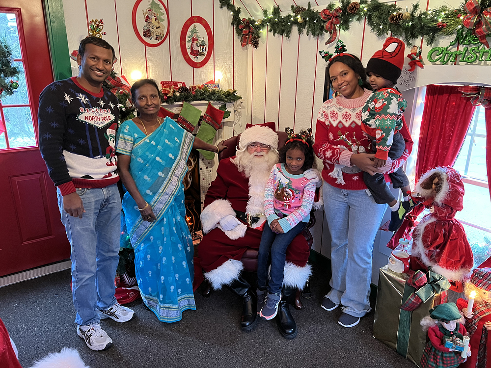 Santa Saturday in Carmel Indiana family visiting holiday